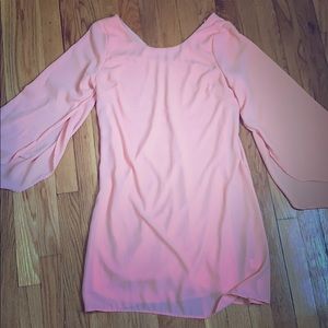 Long sleeve light pink dress with babydoll sleeves